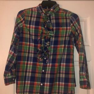 plaid ruffle button up (children shirt)